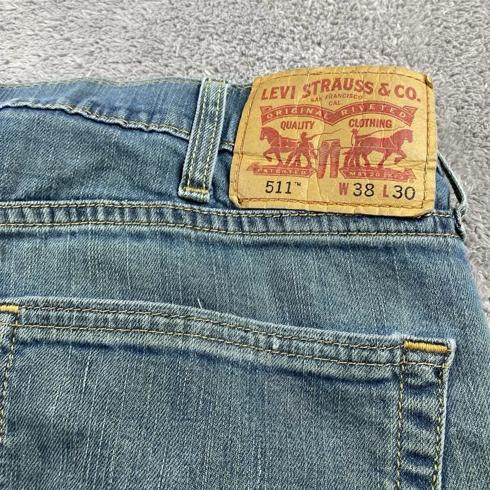 Levis 511 Slim Fit Jeans Mens 38x27 Blue Mid Rise‎